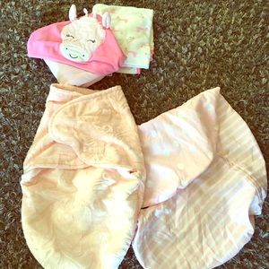 Babygirl towels, blanket,and nursing pillow cover